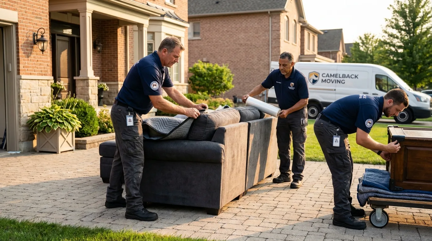 Large estate moving crew wrapping furniture in Marshall, TX
